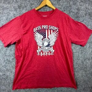 Bass Pro Shops T-Shirt Men XL Red An American Tradition Graphic Cotton Crew Neck